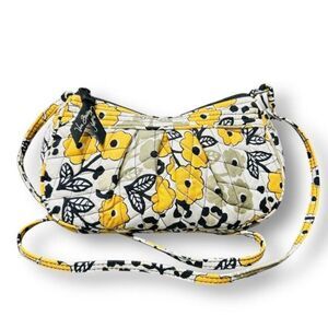 Vera Bradley Yellow Floral Crossbody Bag Quilted Cotton Small Adjustable Strap